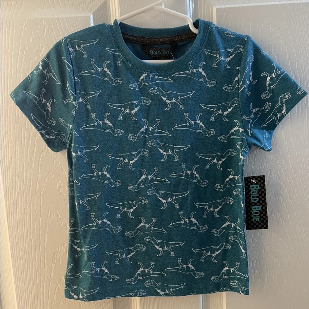 Bold Blue Little Boys Dinosaur Shirt Size 4T